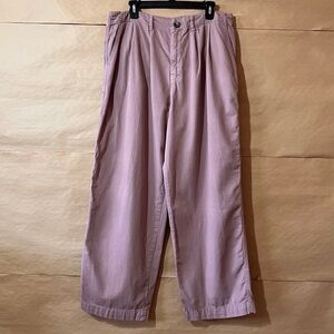 Free People | Addy Chino Trousers Wide Leg Pants Pleated Low Slung Size 10